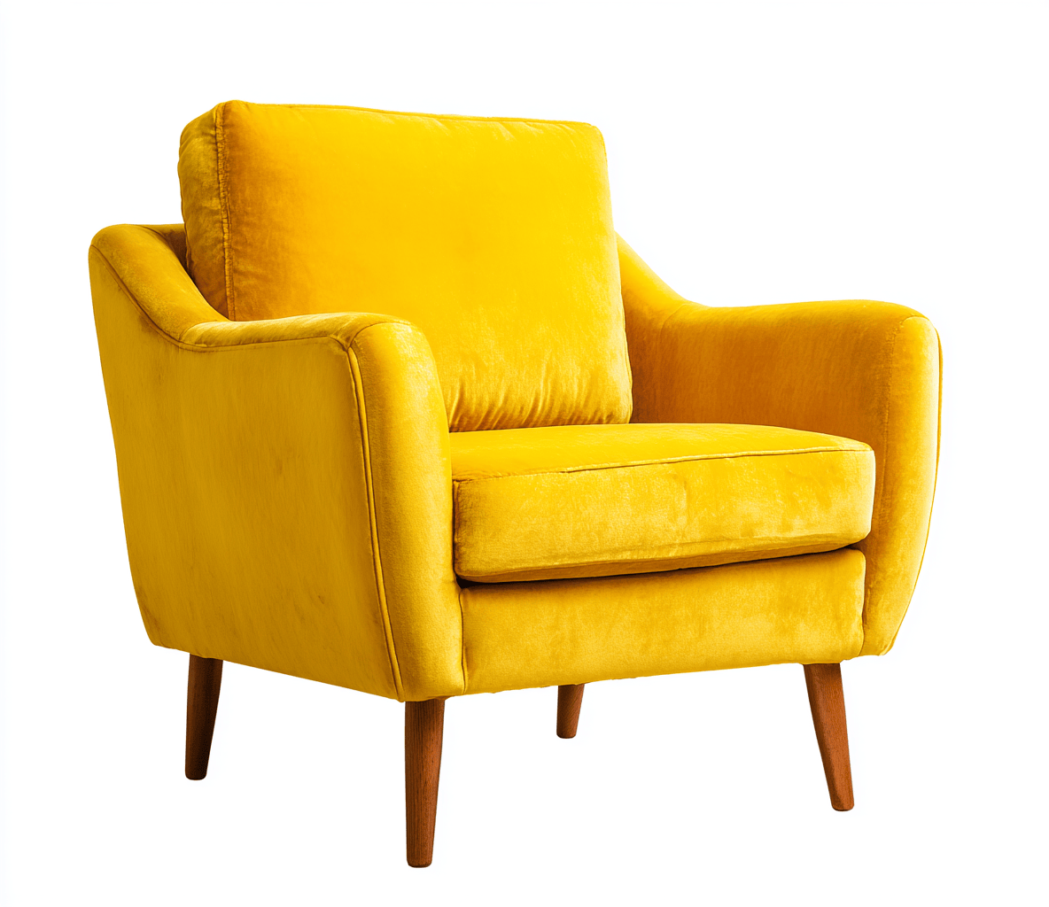 Fauteuil en velours – jaune – style moderne scandinave