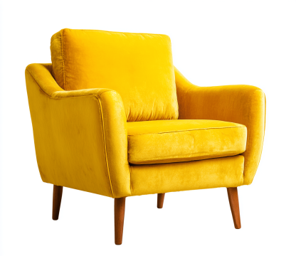 Fauteuil en velours – jaune – style moderne scandinave