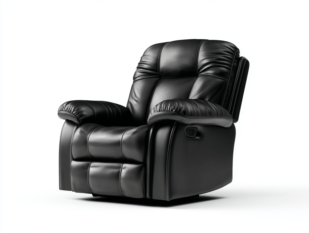 Fauteuil inclinable – cuir synthétique noir – design moderne avec repose-pieds
