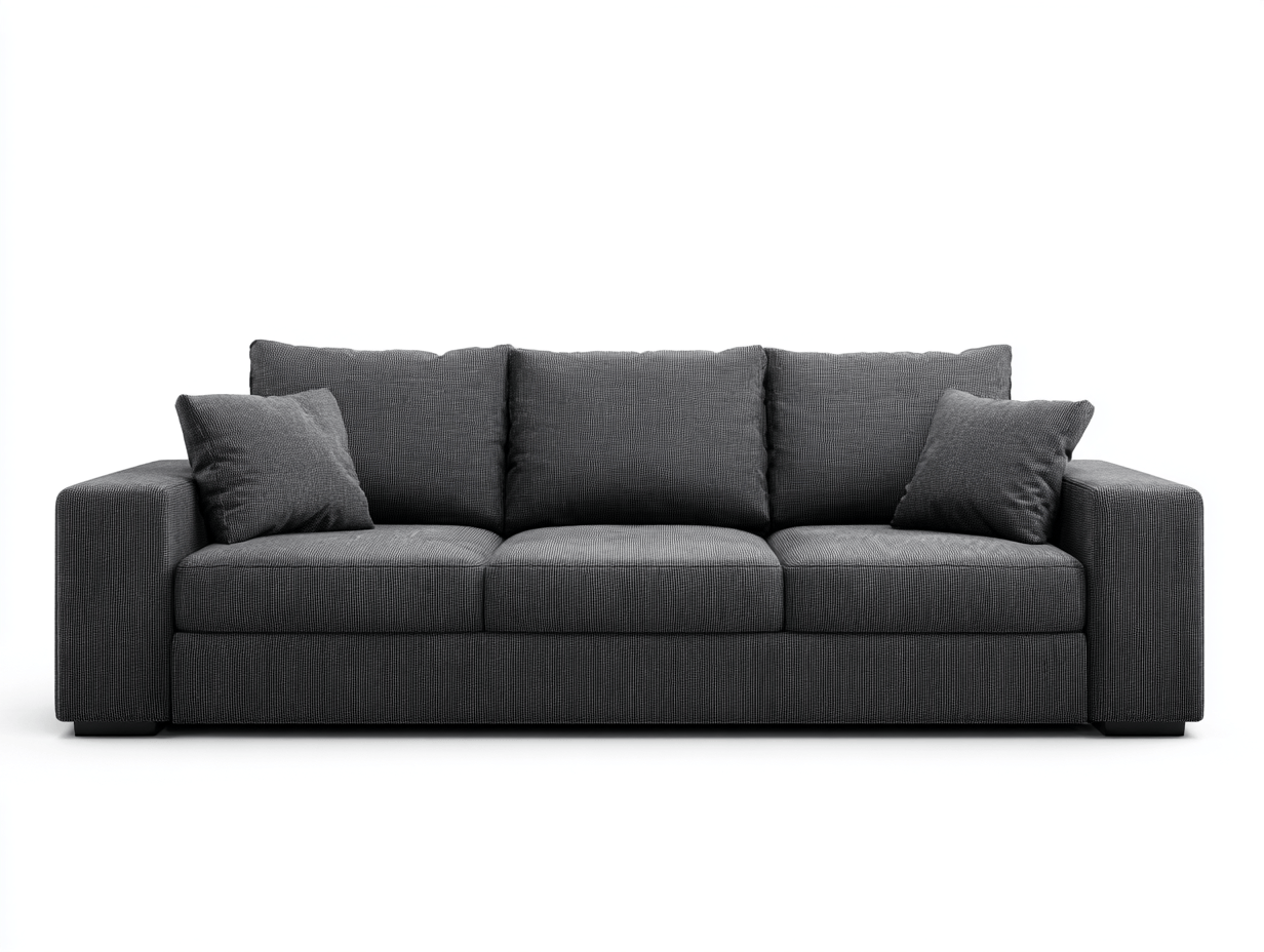 Canapé 3 places – tissu – gris foncé – design moderne avec accoudoirs larges