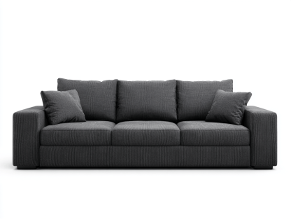 Canapé 3 places – tissu – gris foncé – design moderne avec accoudoirs larges