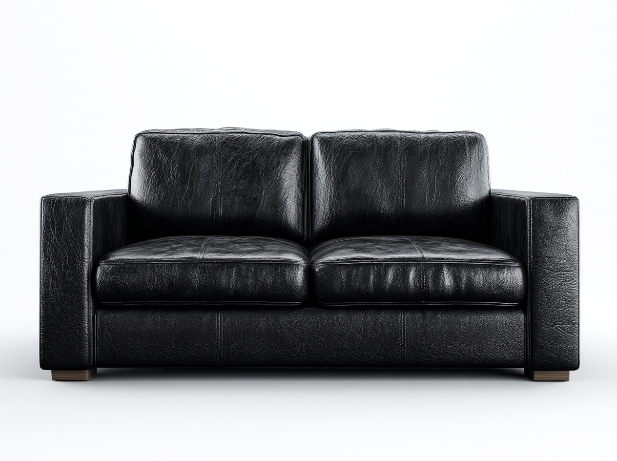 Canapé 2 places – cuir synthétique noir – design moderne épuré