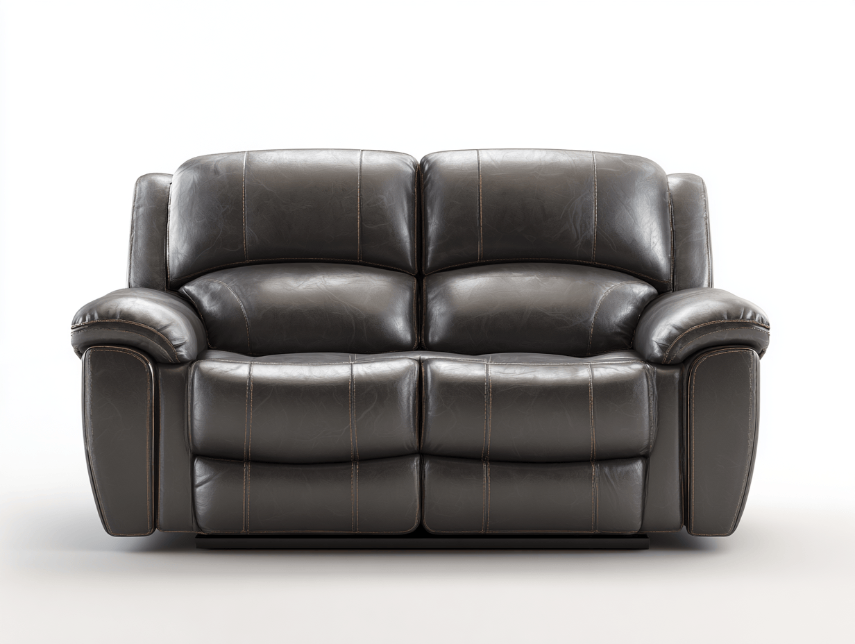 Canapé 2 places – similicuir gris foncé – design épais et coussins rembourrés – structure fixe