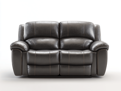 Canapé 2 places – similicuir gris foncé – design épais et coussins rembourrés – structure fixe