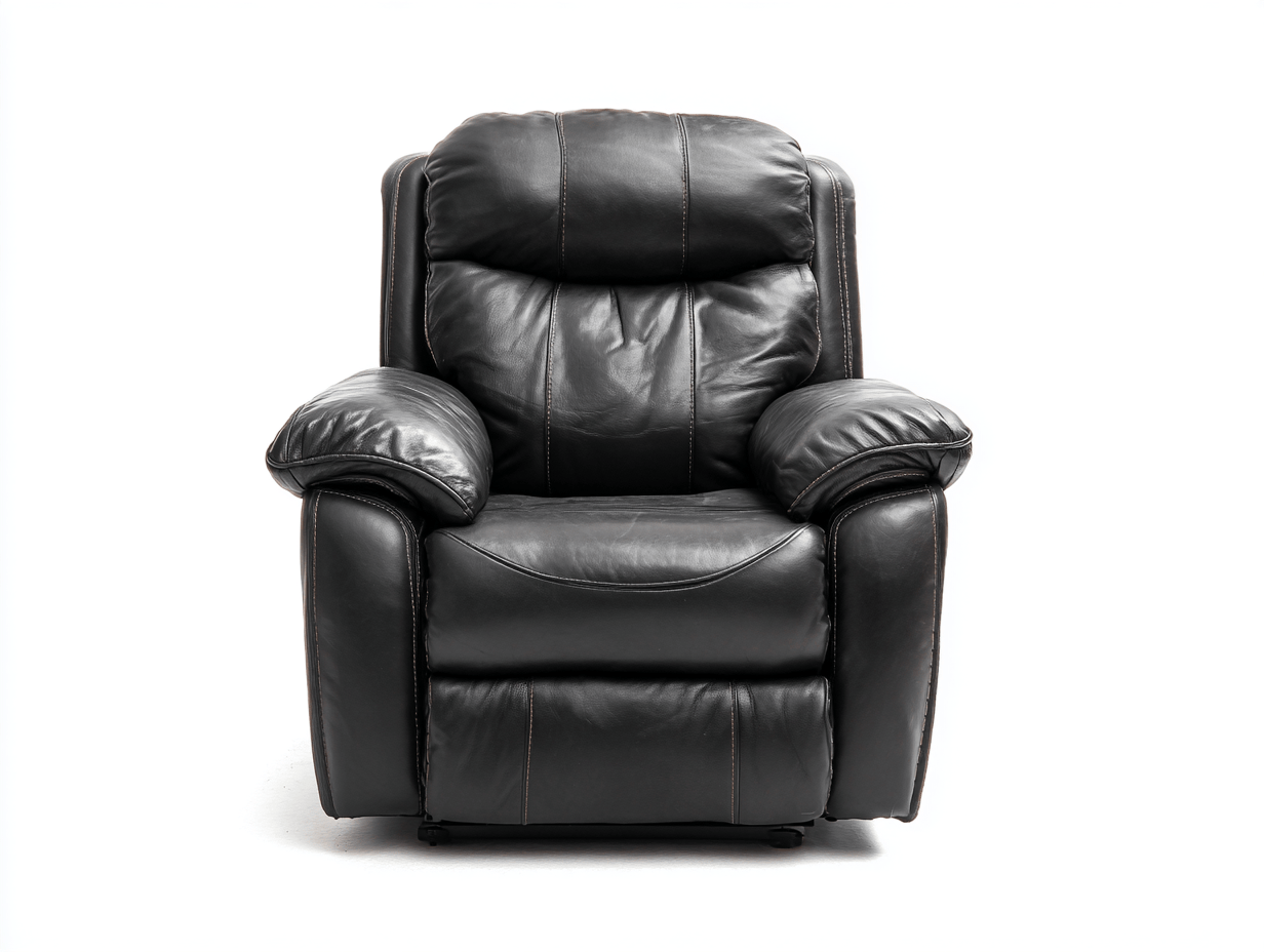 Fauteuil fixe - cuir synthétique noir - avec accoudoirs rembourrés et dossier ergonomique
