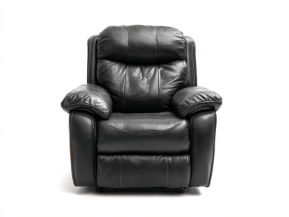 Fauteuil fixe - cuir synthétique noir - avec accoudoirs rembourrés et dossier ergonomique