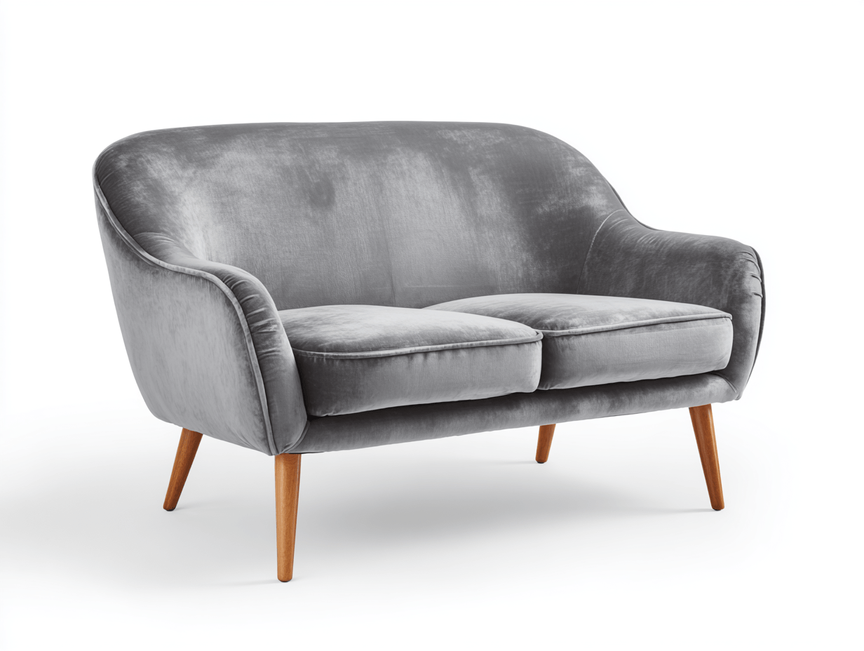 Canapé 2 places en tissu velours – gris – pour salon
