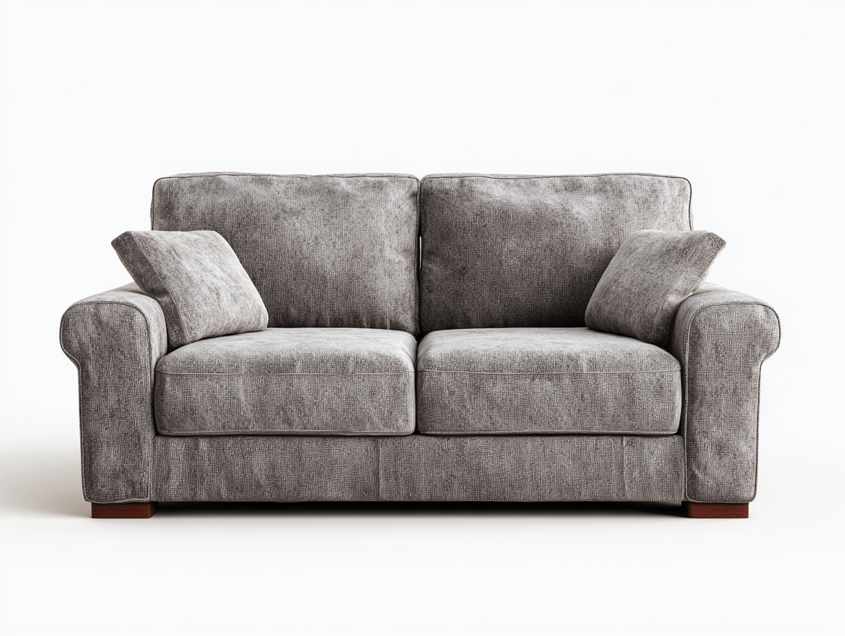 Canapé 2 places en tissu – gris – style classique avec accoudoirs arrondis