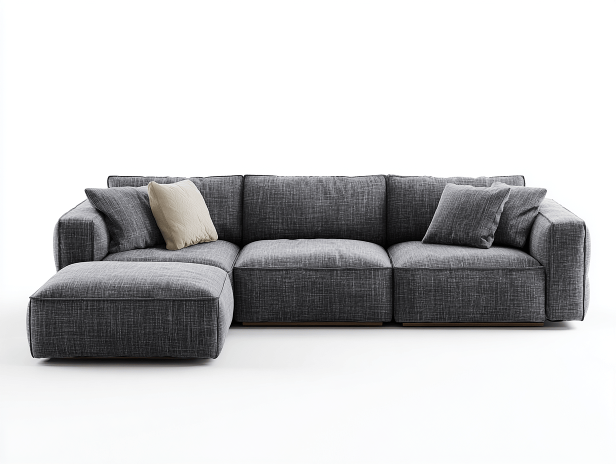 Canapé d'angle en tissu – gris foncé – avec méridienne intégrée