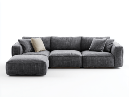 Canapé d'angle en tissu – gris foncé – avec méridienne intégrée