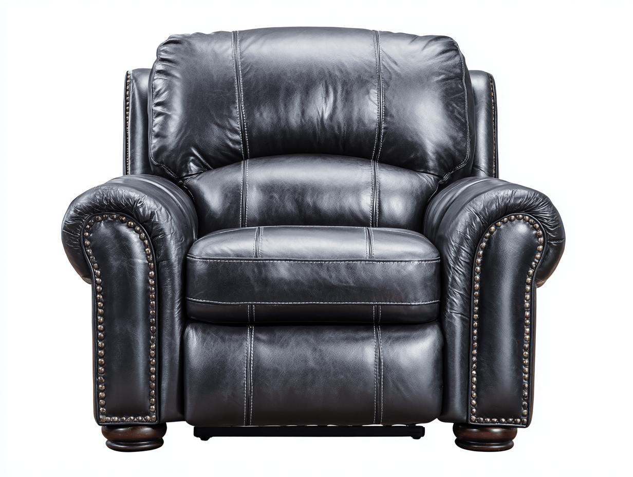 Fauteuil fixe - cuir synthétique noir - avec accoudoirs capitonnés et clous décoratifs
