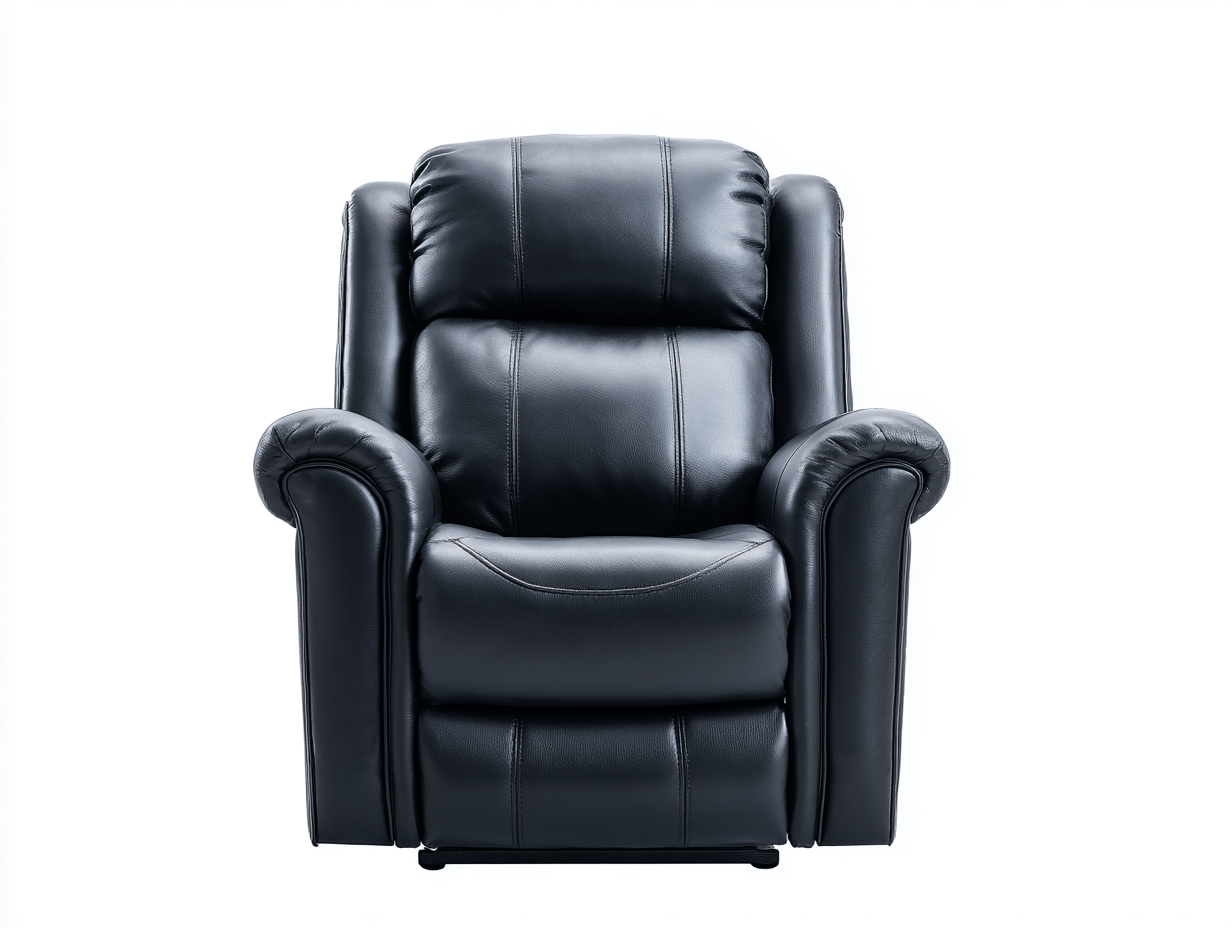 Fauteuil fixe - cuir synthétique noir - avec dossier haut et accoudoirs bombés