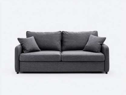 Canapé 2 places en tissu – gris foncé – coussins inclus