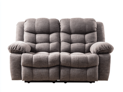 Canapé deux places - tissu gris foncé - style relax avec coussins surdimensionnés et assise profonde