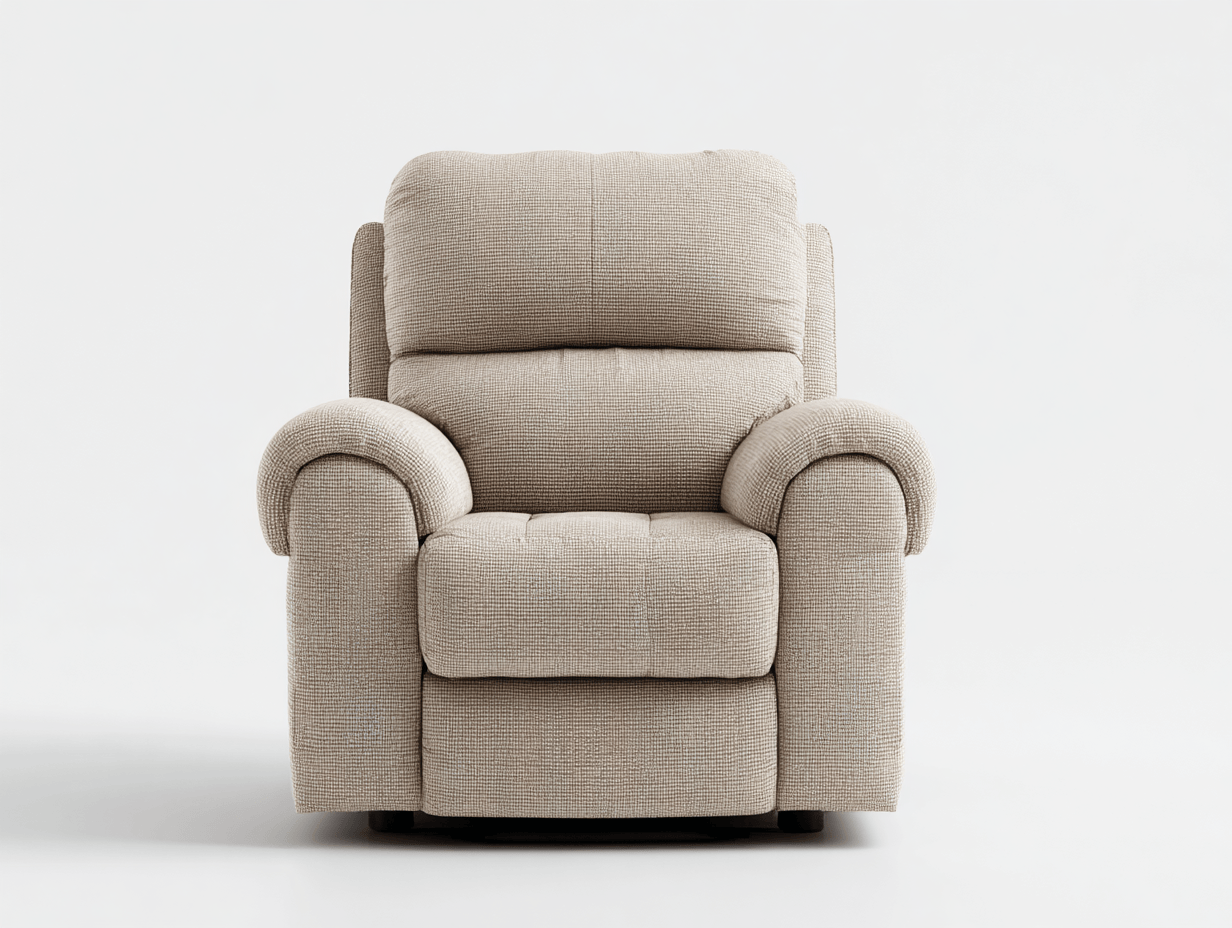 Fauteuil inclinable – tissu beige – dossier rembourré et accoudoirs larges