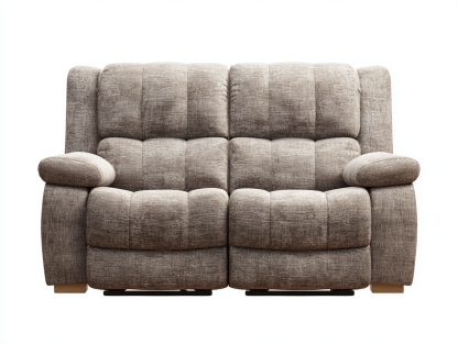 Canapé deux places - tissu beige/gris - style relax avec coussins épais et assise moelleuse