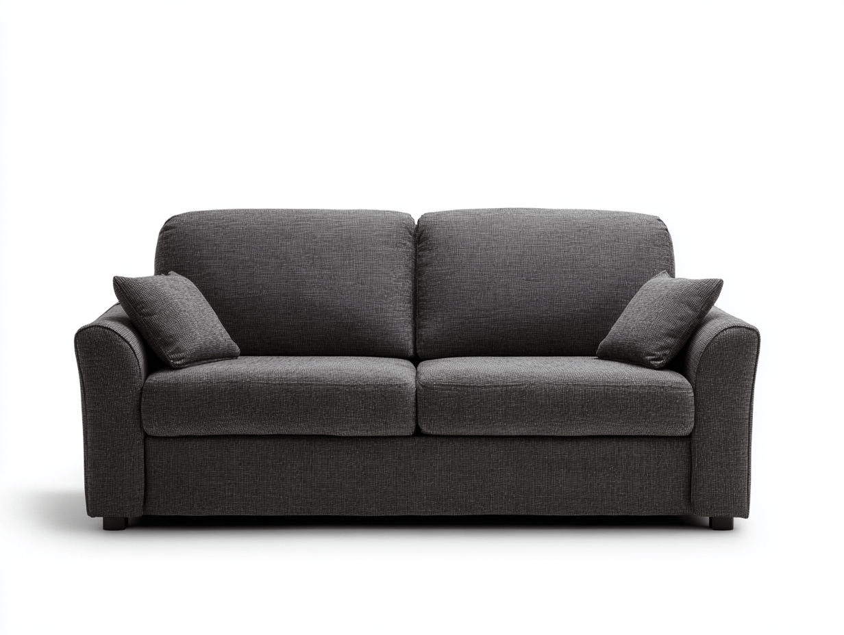 Canapé 2 places en tissu – gris foncé – accoudoirs arrondis