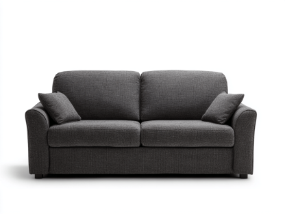 Canapé 2 places en tissu – gris foncé – accoudoirs arrondis
