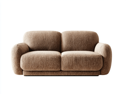 Canapé deux places - tissu marron - design moderne avec assise basse et forme enveloppante