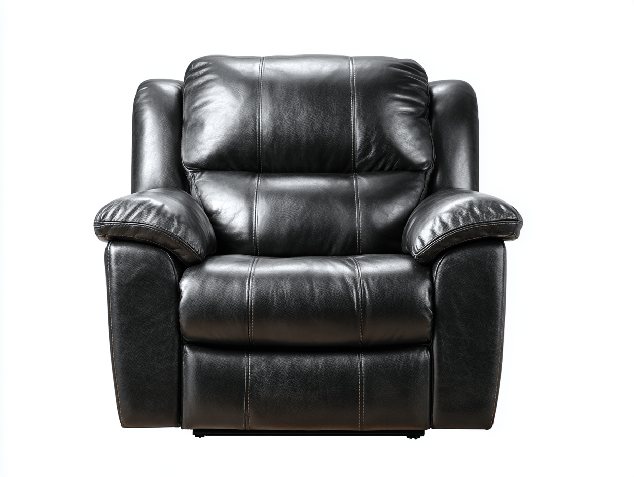 Fauteuil en cuir synthétique noir – rembourrage généreux et coutures contrastées