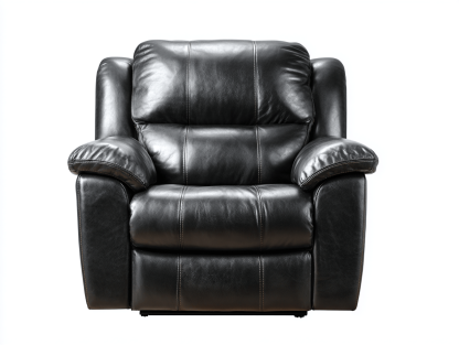 Fauteuil en cuir synthétique noir – rembourrage généreux et coutures contrastées