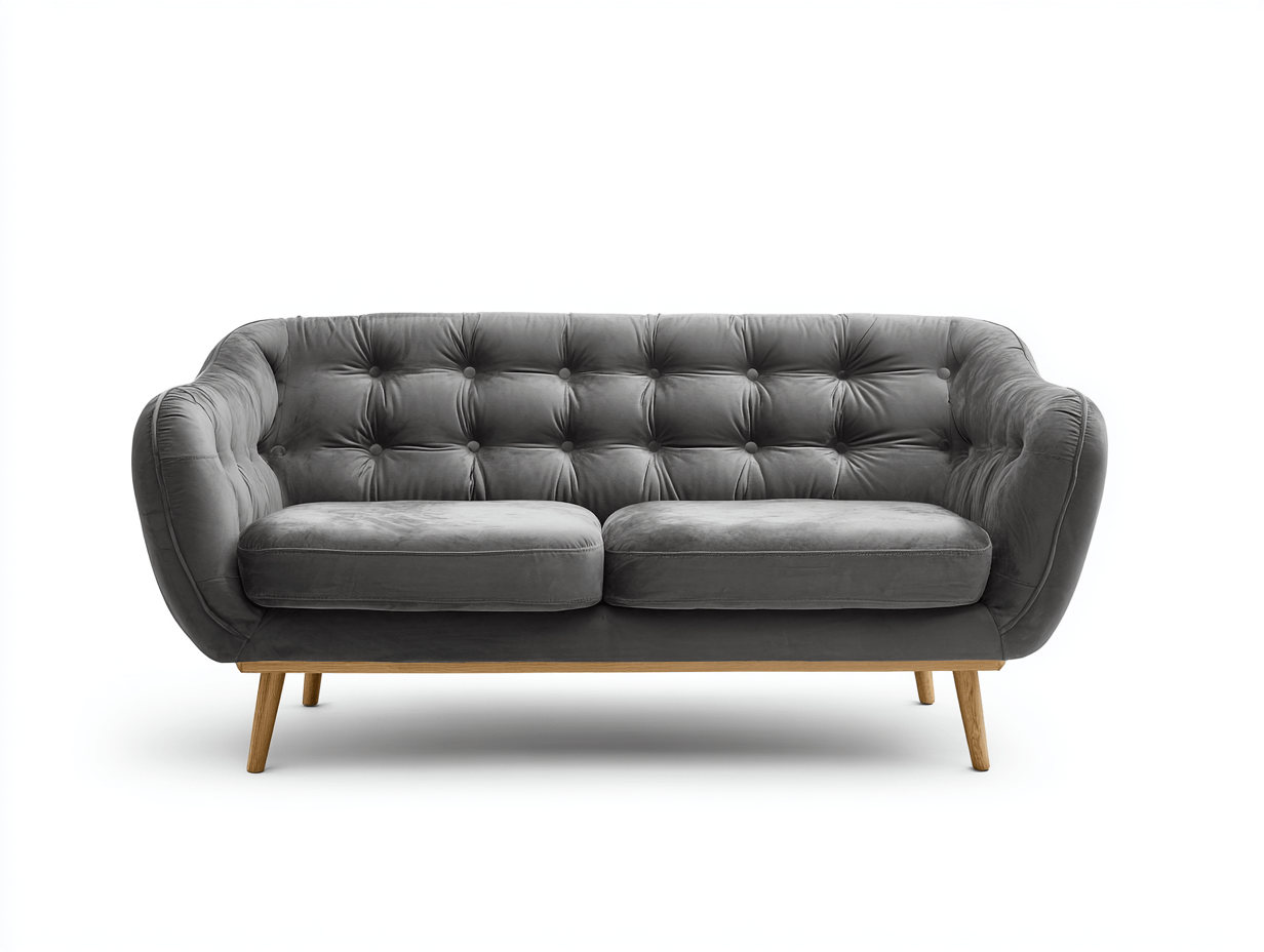 Canapé 2 places en tissu velours – gris foncé – pour salon