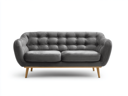 Canapé 2 places en tissu velours – gris foncé – pour salon