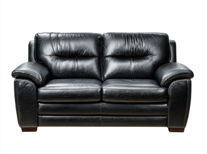 Canapé 2 places en cuir synthétique – noir – rembourrage épais contemporain