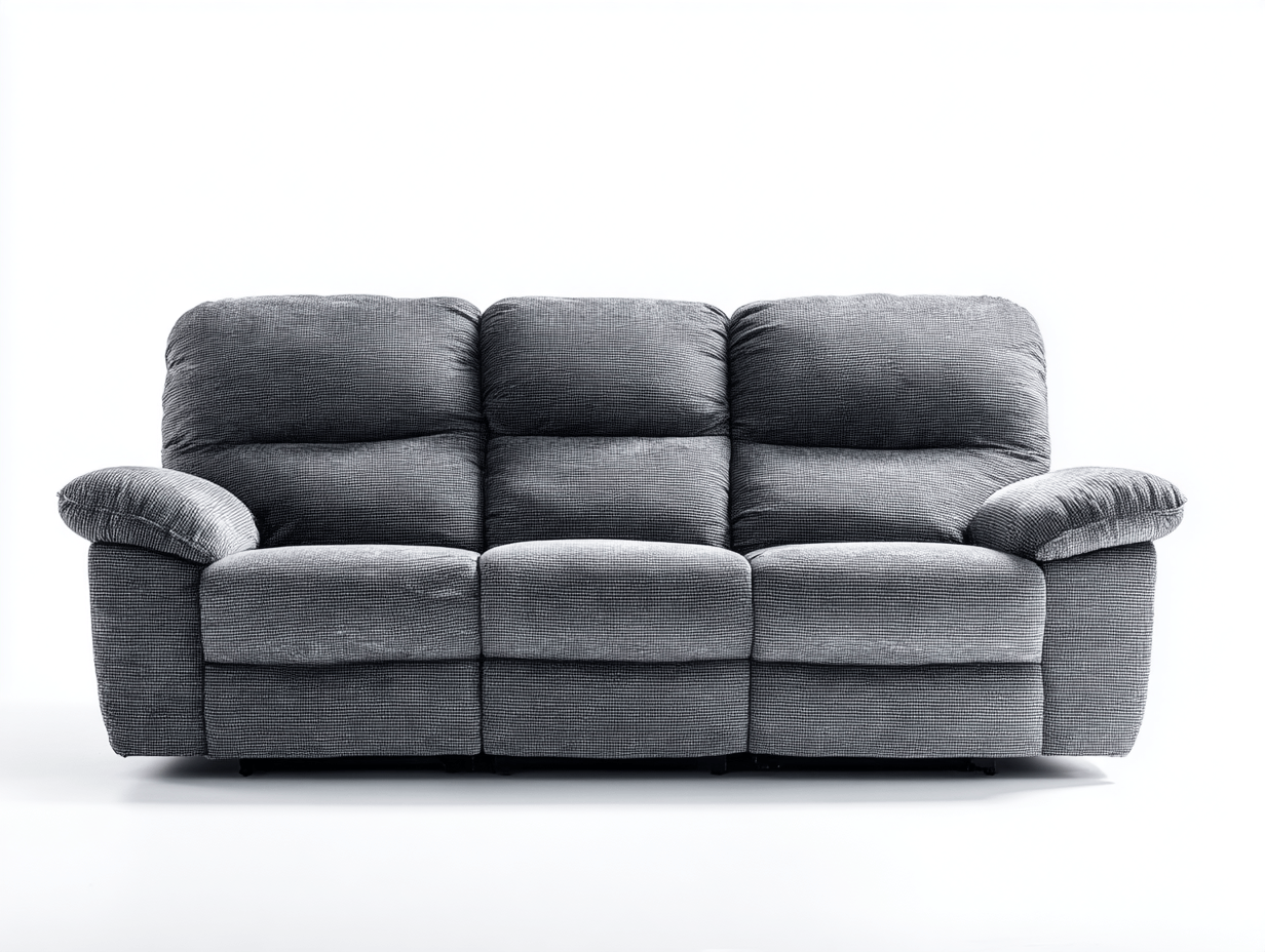 Canapé 3 places – tissu – gris foncé – style moelleux avec accoudoirs rembourrés