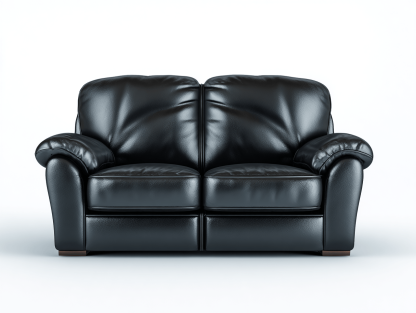 Canapé 2 places – cuir synthétique noir – accoudoirs arrondis et assise profonde