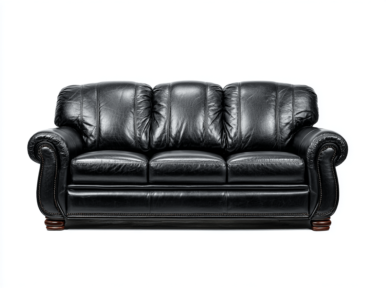 Canapé 3 places en cuir synthétique – noir – style classique