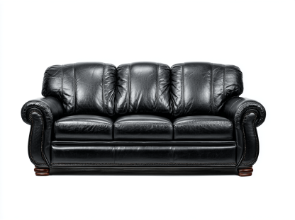 Canapé 3 places en cuir synthétique – noir – style classique