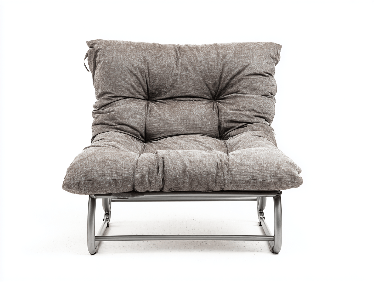 Fauteuil futon en tissu – gris taupe – avec cadre métallique tubulaire