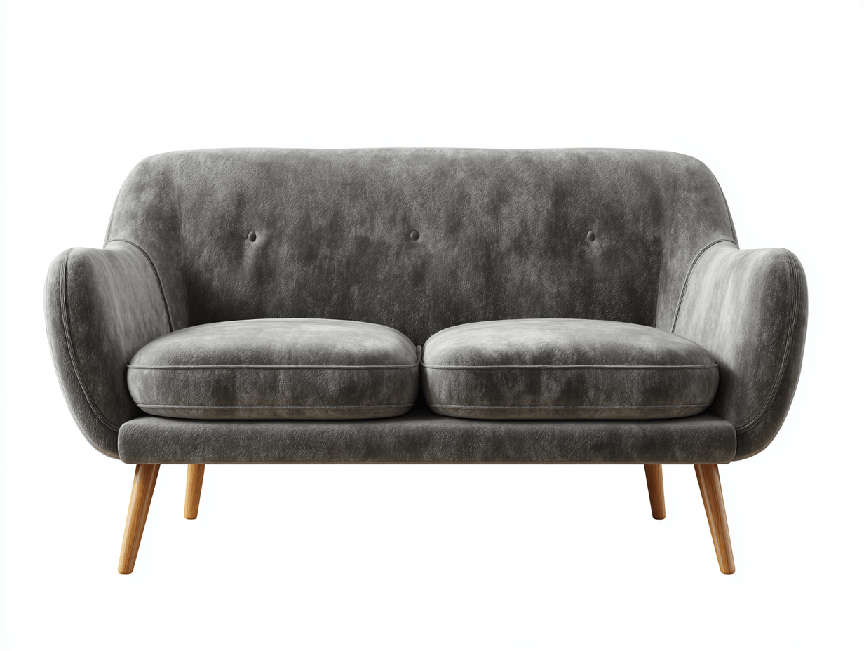 Canapé 2 places en tissu velours – gris foncé – pour salon