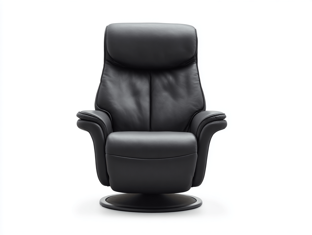 Fauteuil pivotant en cuir synthétique noir – design moderne et dossier haut