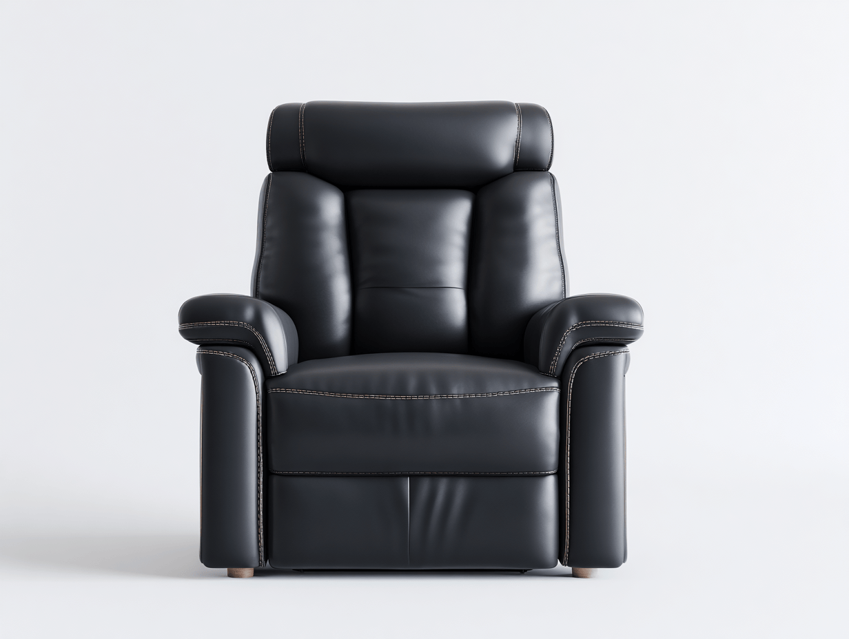 Fauteuil en cuir synthétique noir – dossier haut et coutures contrastées
