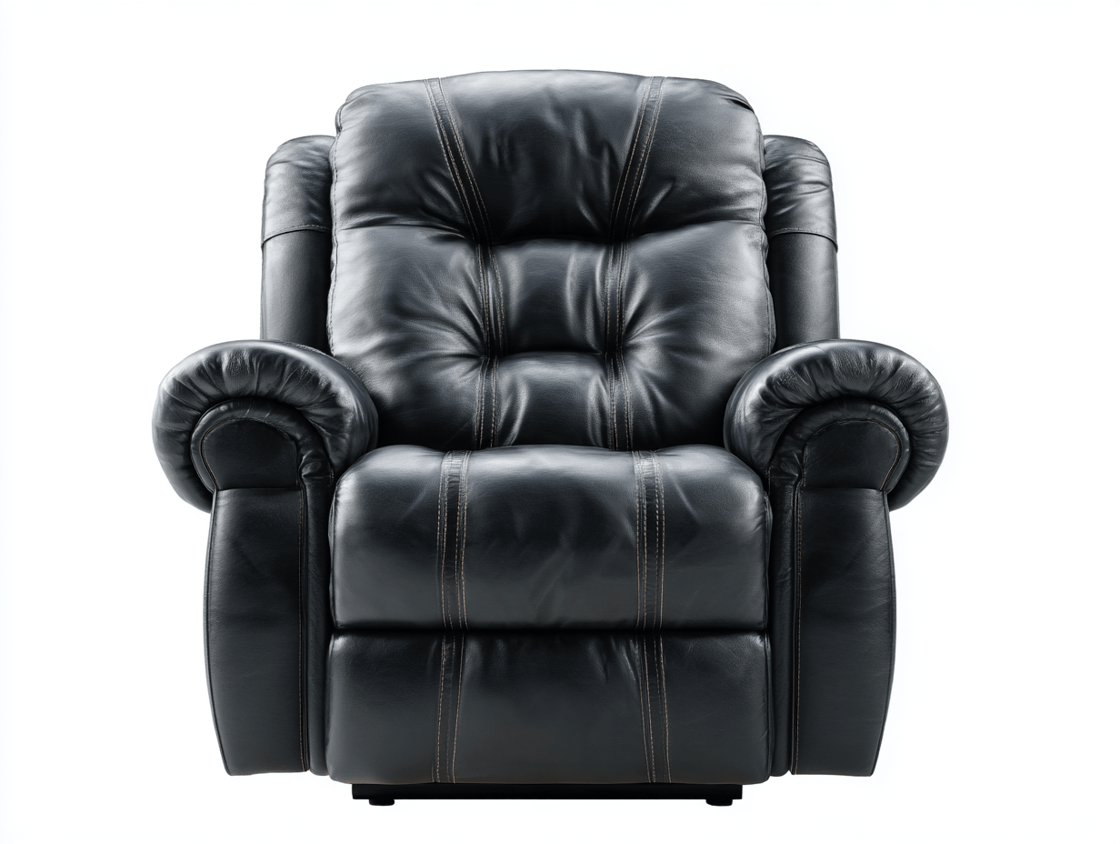 Fauteuil fixe - cuir synthétique noir - avec assise rembourrée et finition capitonnée