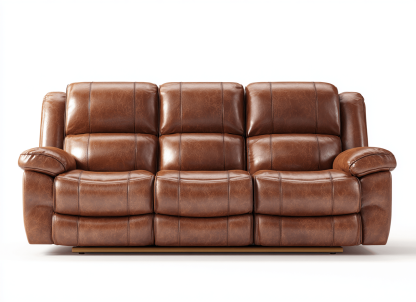 Canapé 3 places en cuir synthétique – marron – fixe