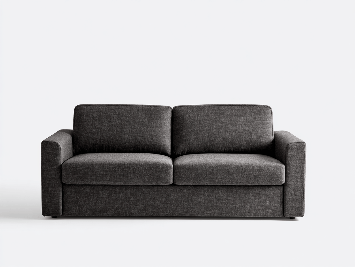 Canapé 2 places en tissu – gris foncé – design épuré