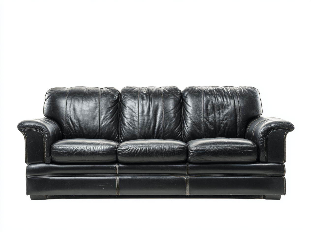 Canapé 3 places – cuir synthétique noir – style classique avec assise profonde