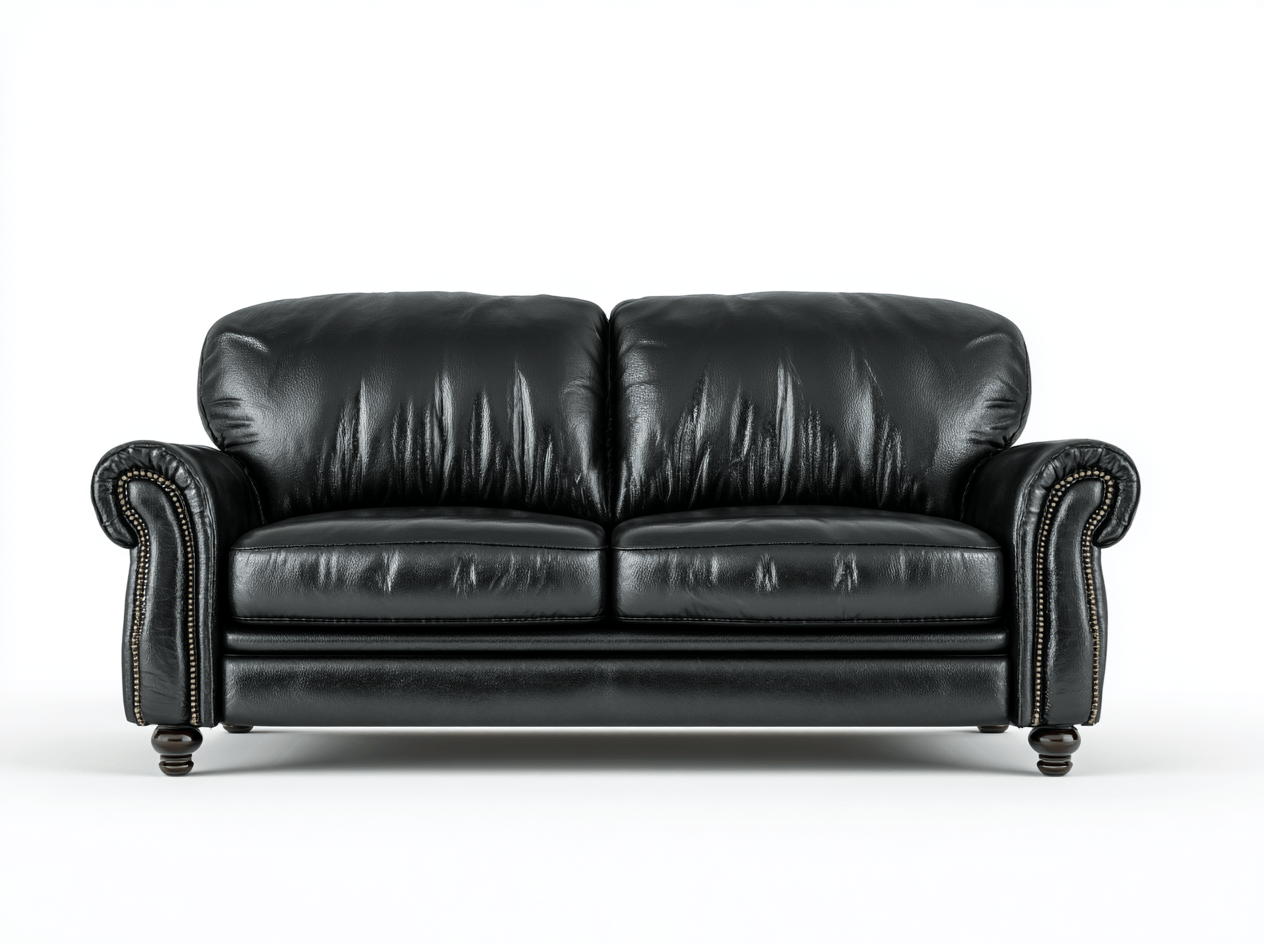 Canapé 2 places en cuir synthétique – noir – style classique