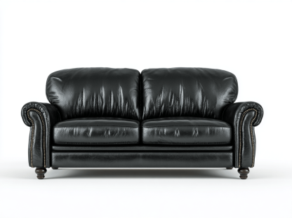 Canapé 2 places en cuir synthétique – noir – style classique