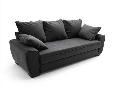 Canapé 3 places – tissu gris foncé – avec coussins amovibles