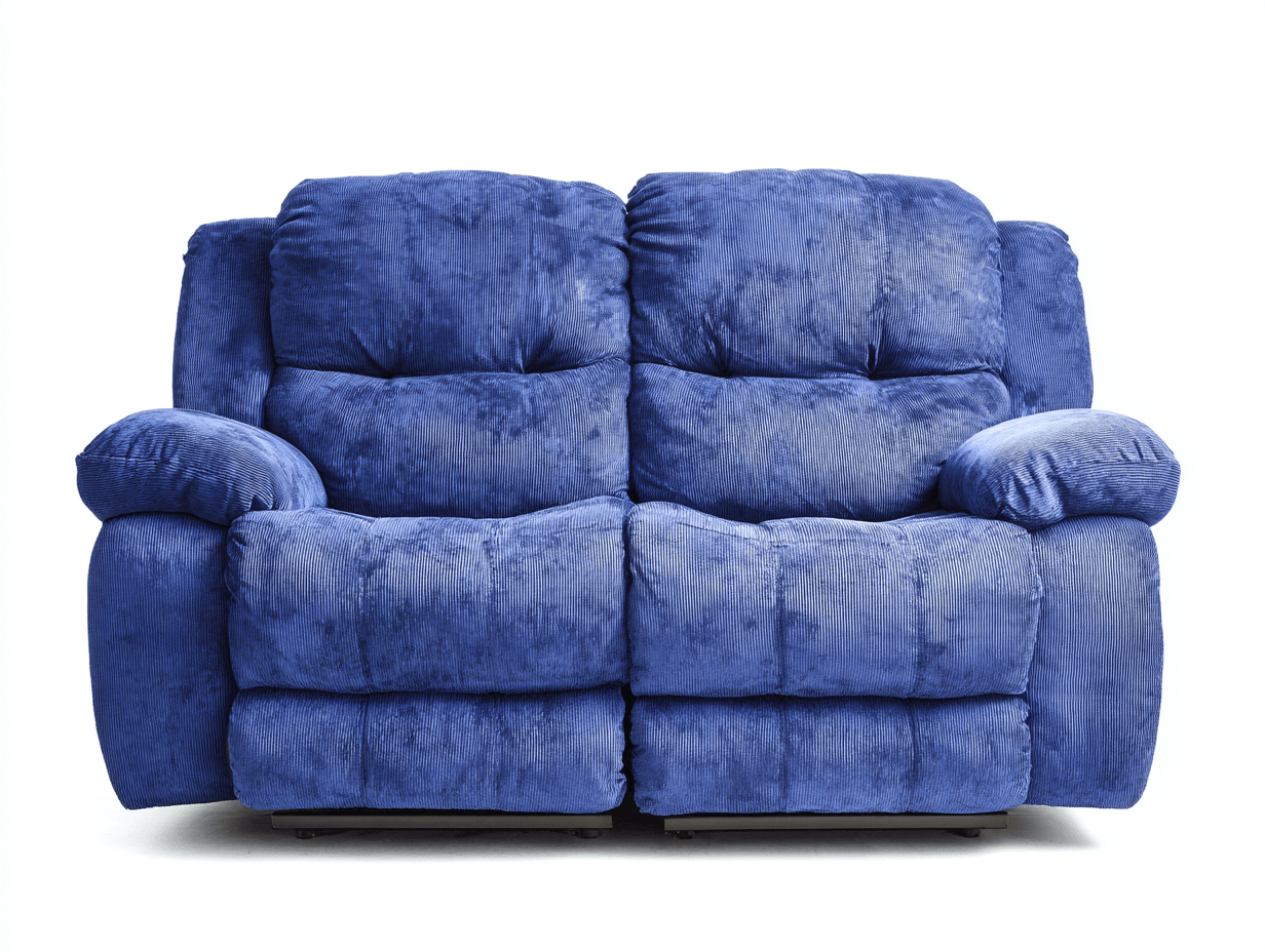 Canapé relax 2 places – tissu côtelé bleu – assise moelleuse – fonction inclinable