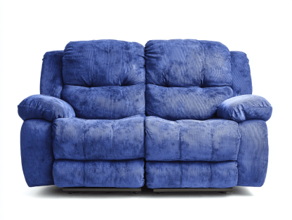 Canapé relax 2 places – tissu côtelé bleu – assise moelleuse – fonction inclinable