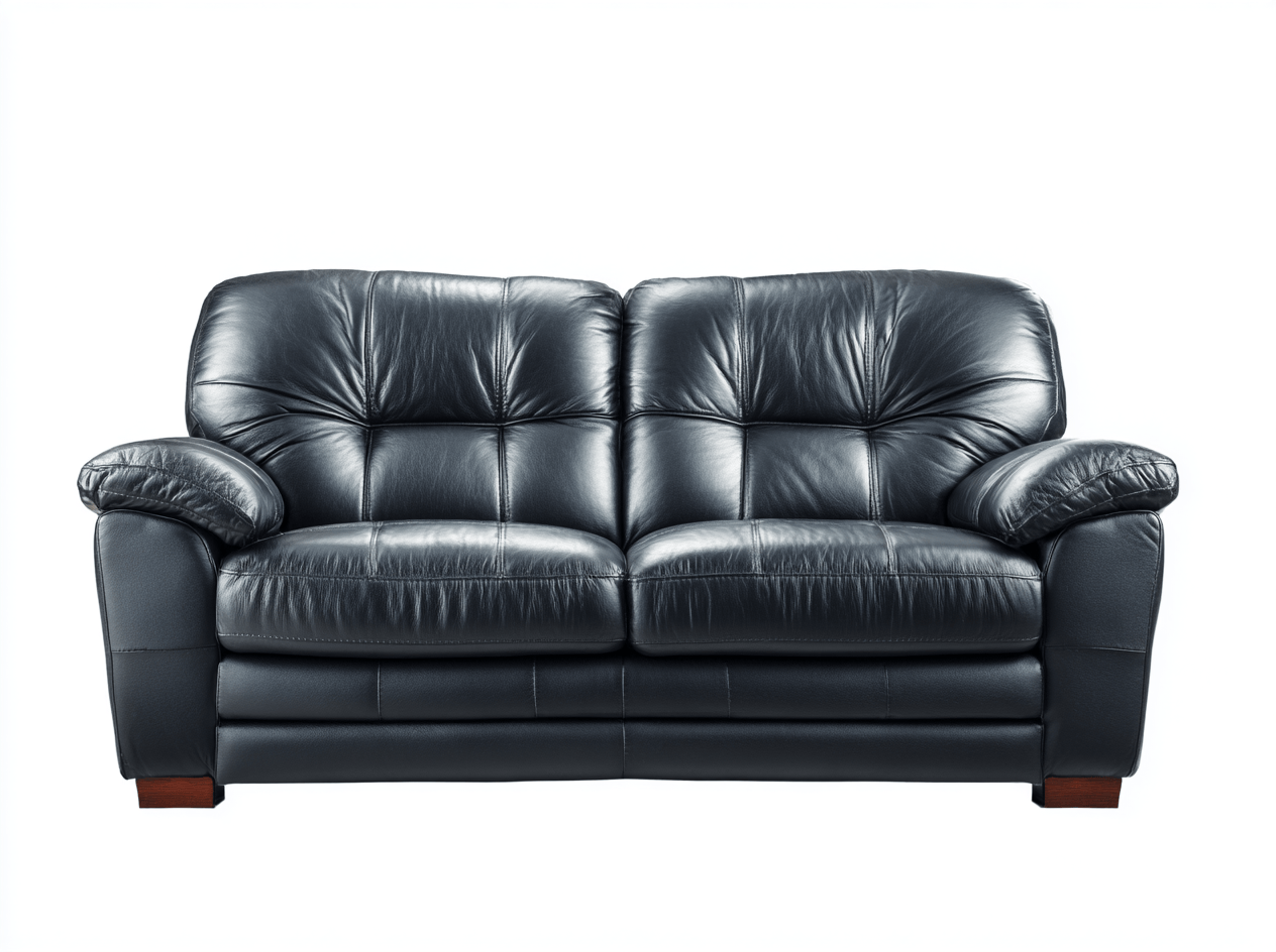 Canapé 2 places – cuir synthétique noir – dossier rembourré ergonomique