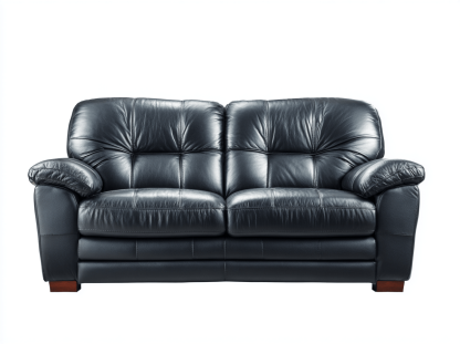 Canapé 2 places – cuir synthétique noir – dossier rembourré ergonomique