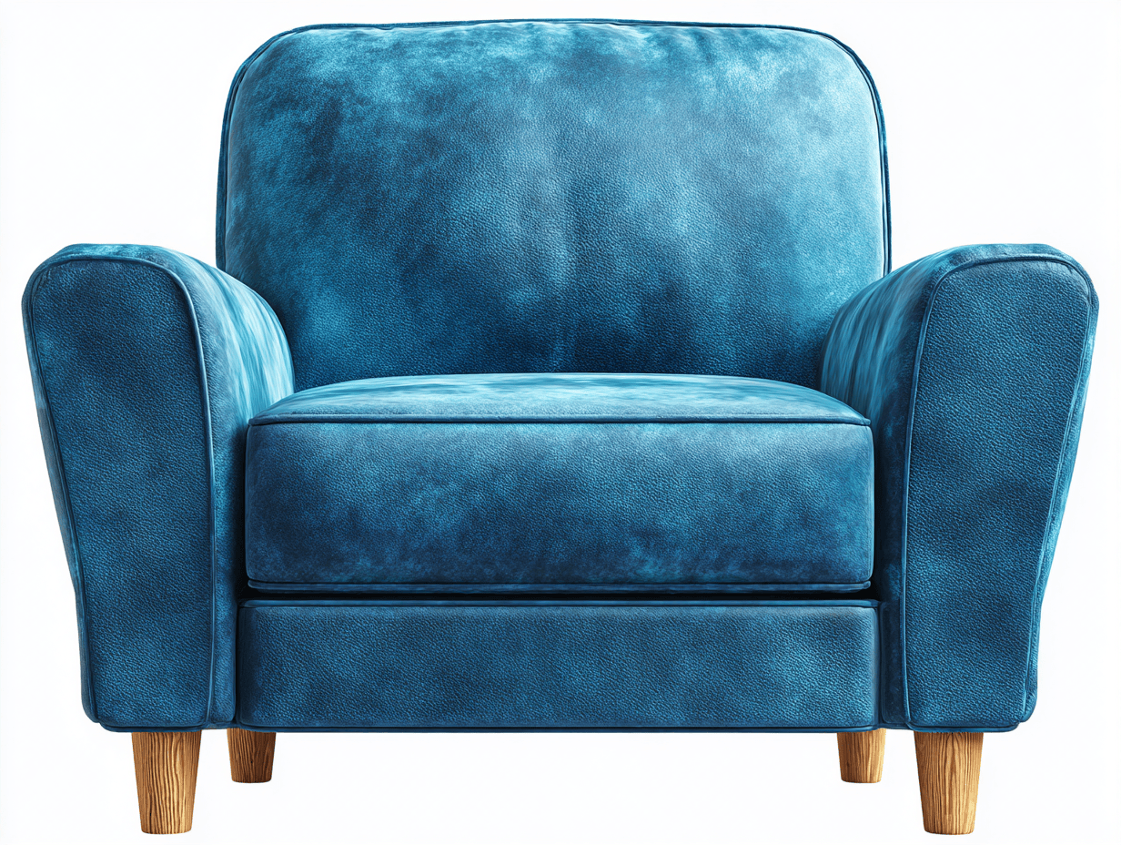 Fauteuil en similicuir – bleu – assise large avec accoudoirs