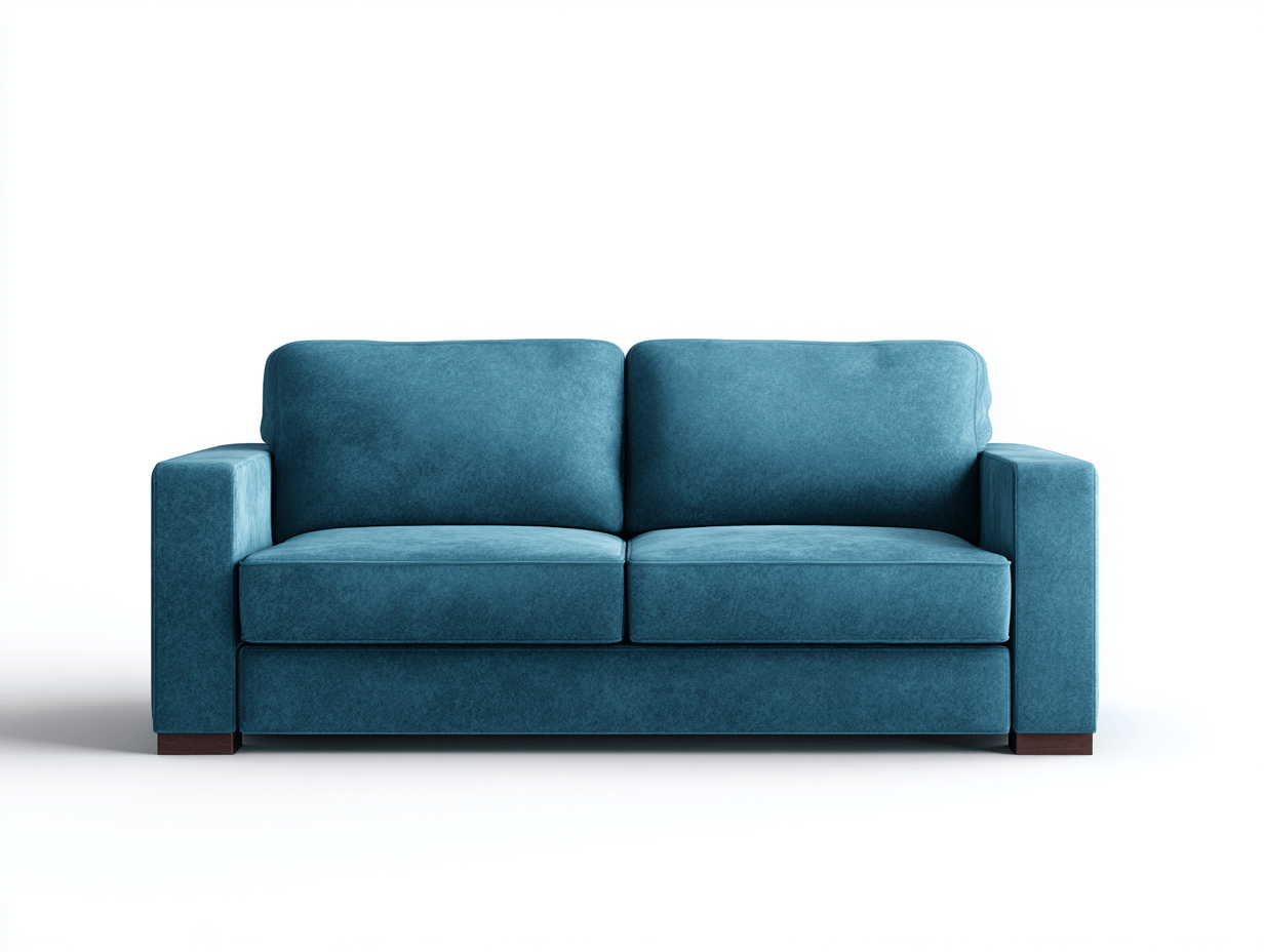 Canapé 2 places – tissu – bleu – design contemporain avec accoudoirs droits