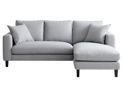 Canapé d'angle en tissu – gris clair – avec méridienne intégrée